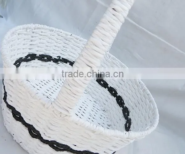 Set 3 Cheap Paper Rope Handmade Strong White Empty Gift Basket photo-5