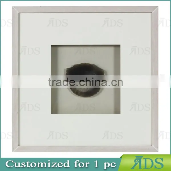 Wooden Shadow Box Frame Encasing Colorful Agate Stone Under Glass photo-3
