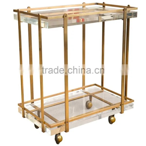 Supplier Acrylic Lucite Juice Bar Cart Serving Trolley photo-5
