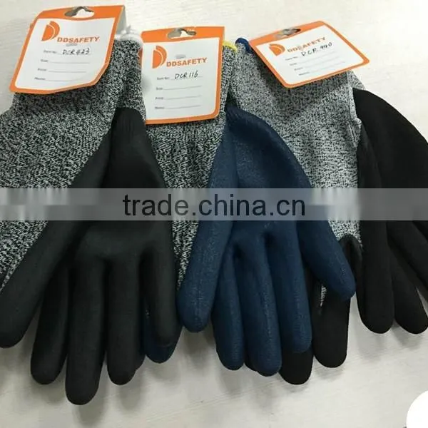 DDSAFETY Cut Resistant Blue Latex Palm Coated Safety Gloves photo-5