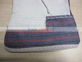 Cow Split Leather Gloves With Patch Palm Stripe Cotton Back photo-3