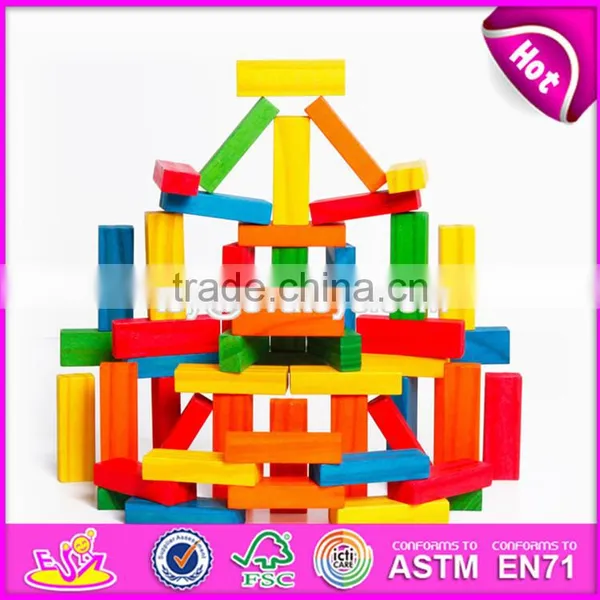High Quality 54 Pcs Preschool Wooden Kids Playing Blocks W13D154 photo-3