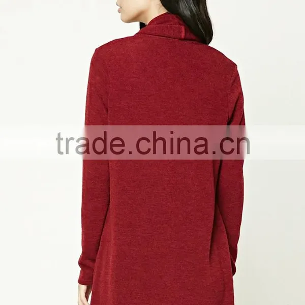 OEM High Quality Women Fashion Long Sleeve Plain Dyed Cotton Brushed Shawl Collar Cardigan Sweaters photo-4