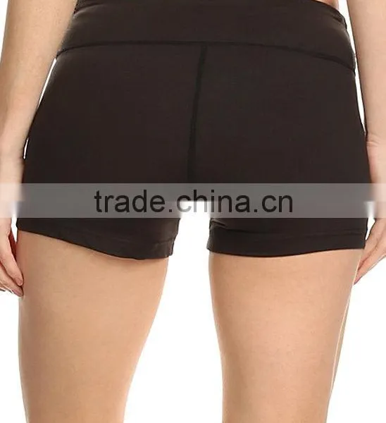 Running Shorts Black Women Wholesale Custom Made Plain Dyed Polyester Spandex Solid Sport Wear Shorts photo-4