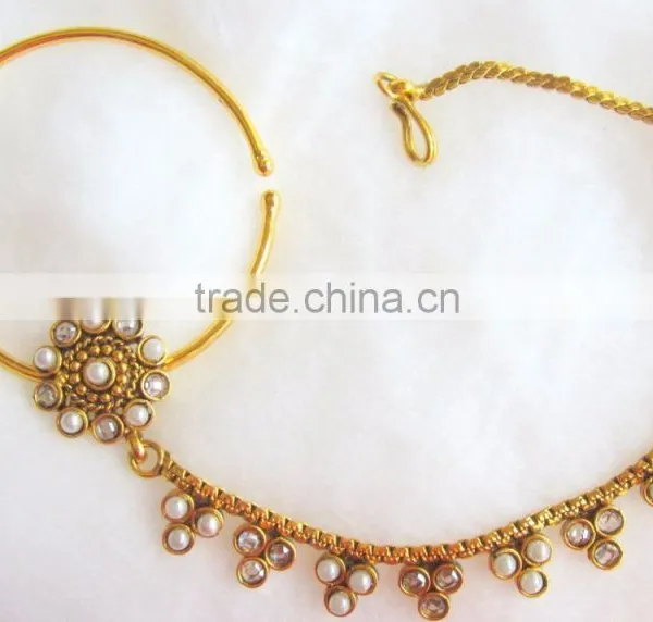 Big HOOP NATH Press NOSE RING GOLD PLATED photo-3