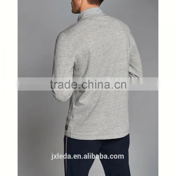 Fashion 100% Cotton Cheap Custom Printed T-shirt Long Sleeve Men Plain t Shirt Tall Tee With a Quarter Zipper Front Neckline photo-2