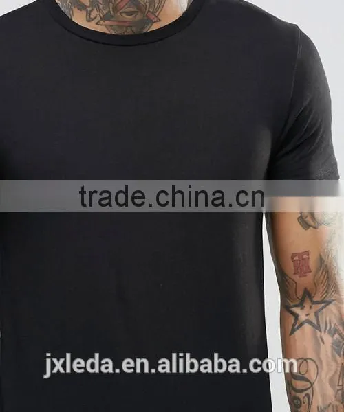 2016 Longline Short Sleeves Plain Crewneck Slim Fit Muscle t Shirt Wholesale photo-3