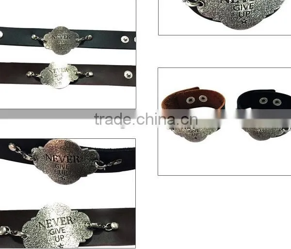 Factory Supplier Korean Retro Bracelets,handcraft Cow Leather Bangle,unisex Leather Bracelets photo-3