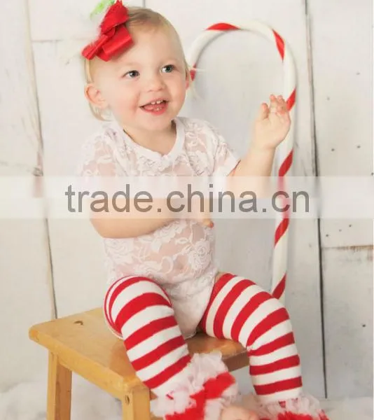 Christmas Baby Legging Warmers Stripe Ruffle Kids Leg Warmers photo-5