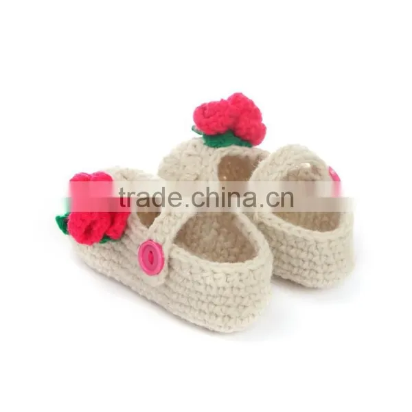 Flower Button Style Free Pattern Crochet Baby Girls Shoes photo-4