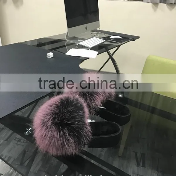2017 Real Fox Fur Slippers Women Fashion Spring Summer Autumn Home Slides Indoor Outdoor Flat Flip Flops Fslipper-7 photo-6