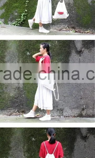 New Fashion Design Cotton Drawstring Backpack photo-6