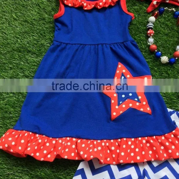 Sell Hot New Baby Girl Children Article Four Seven Summer Month Chevron Capri Folds Clothing Set Matching Sleeveless Necklaces a photo-2