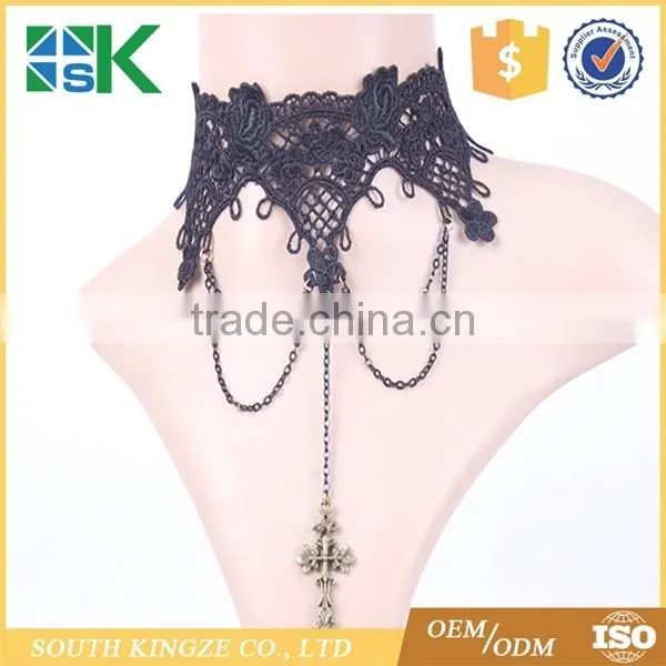 Fashion Lace Necklace European and American Retro Fake Collar Cross Necklace photo-3