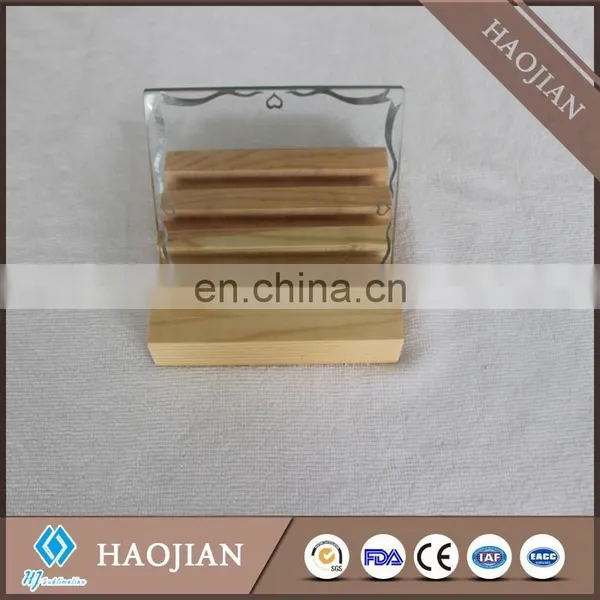 4 Recess Beautiful Solid Wood Coaster Holder, Square Wooden Base of Coaster photo-4