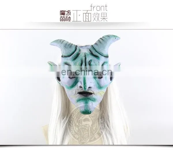 Latex Boss Horns Halloween Mask With Wigs photo-5