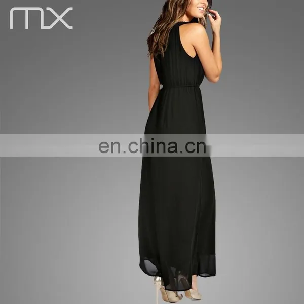 Fashionable Black Women Evening Dress Nice Sleeveless Skirt photo-3