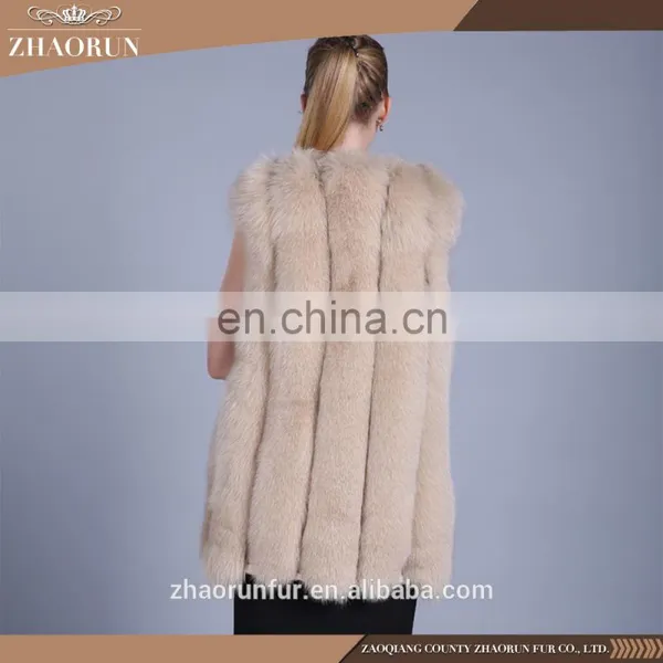 Brown Color Ture Fox Fur Jacket Dyed Fox Fur Vest and Fur Gilet for Lady photo-6