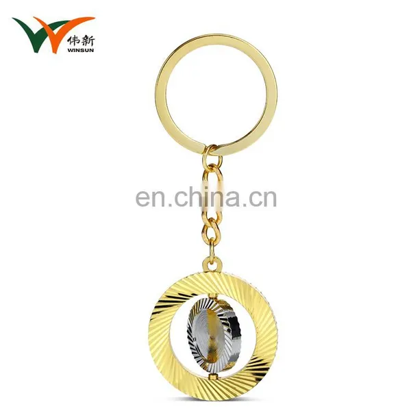 Wholesale Custom Round Blank Gold Tuebo Keychain With Engraved Logo photo-3