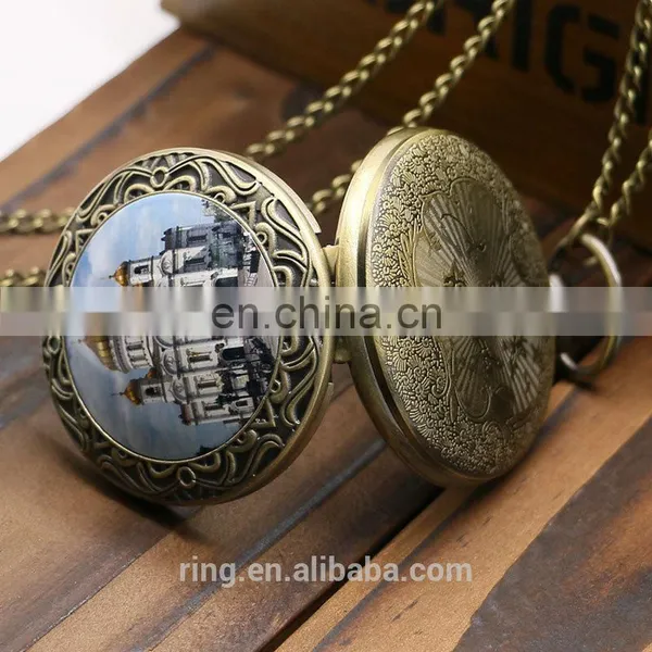 Classical Pocket Watch New Design Taj Mahal Pattern Chain Watch photo-2