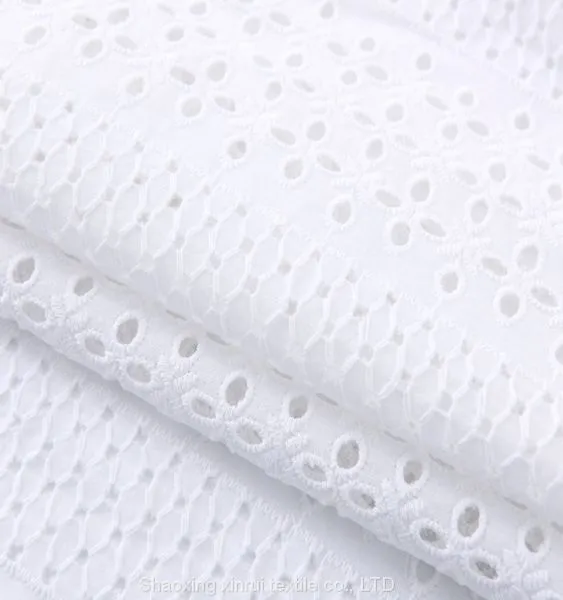Embroidery for Dresses Embroidered White Cotton Dress Fabric Lace photo-2
