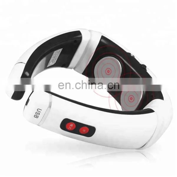 Electric U Shape Back Neck Shoulder Electrical Pulse Shock Body Massager Remote Control With Heat Portable EMS Neck Massager photo-3