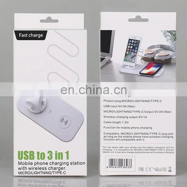 Universal Wireless Charger Wholesale for Iphone New 2019 Trending Product Charger Mobile Phones/earphone/Watch Charger 3 in 1 photo-5