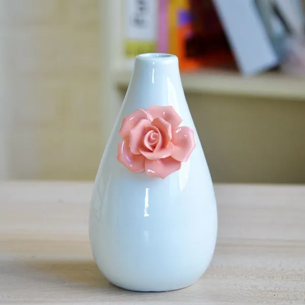 Modern Simple European Hand Made Small White Ceramic Flower Vase For Showroom Decor photo-2