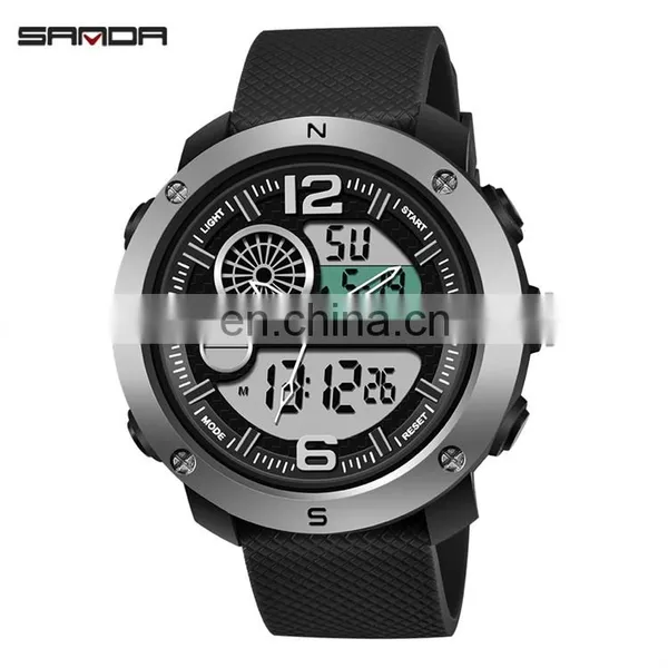 SANDA 762 New Model Men Wristwatch Branded Digital Analog Week Day Showed Silicone Current Watch photo-2
