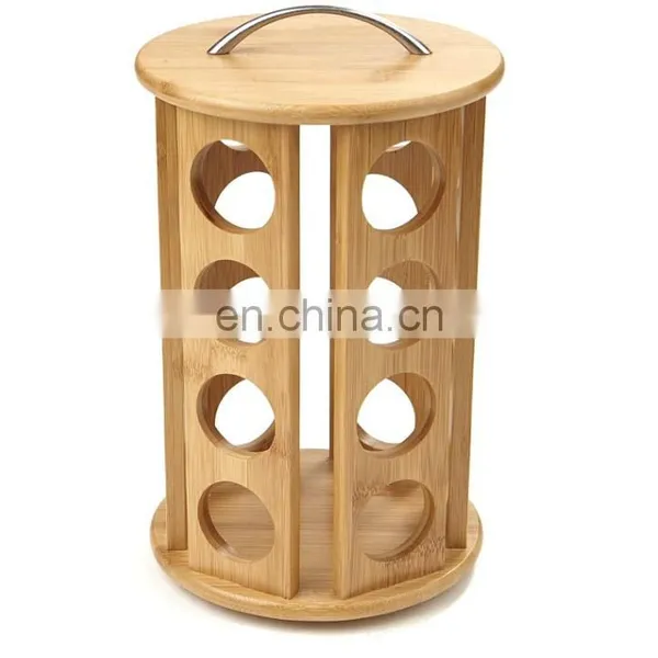 Multifunctional Durable Bamboo 360-degrees Revolving Coffee Pod Holder Nespresso Capsule Rack Organizer Storage photo-4