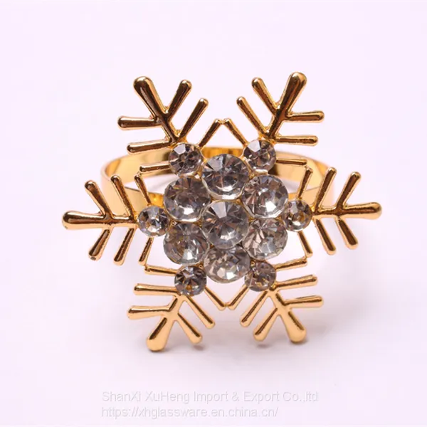 Luxury Christmas Gold Serviette Napkin Elk Garland Christmas Tree Bell Snowflake Rings Hotel Decoration Metal Holder photo-2