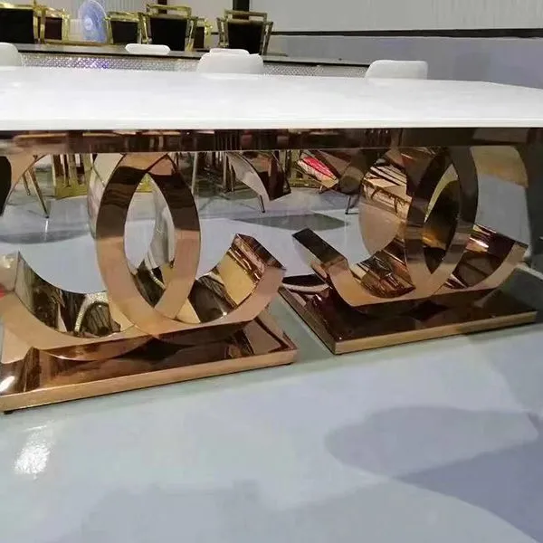 Manufacturer Living Room Furniture Rose Gold Luxury Modern Event Banquet Wedding Hotel Dining Tables