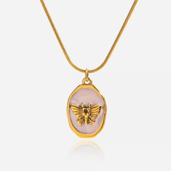 18K Gold Plated Stainless Steel Diamond Zircon Necklace - Non-Fade Fashion Jewelry photo-5