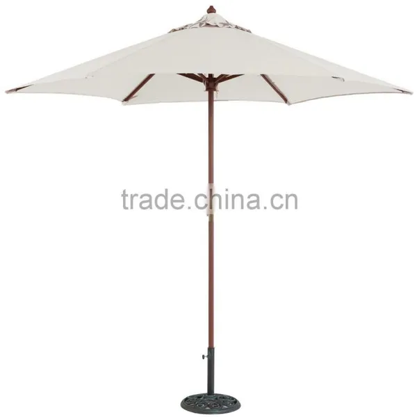 Top Quality Outdoor 9 Foot Light Wood Poly Market Umbrella Nature Color