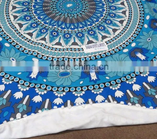 Cotton Round Beach Towel Hippie Mandala Tapestry Wall Hanging Ethnic Indian Table Cloth Round Yoga Mat photo-2