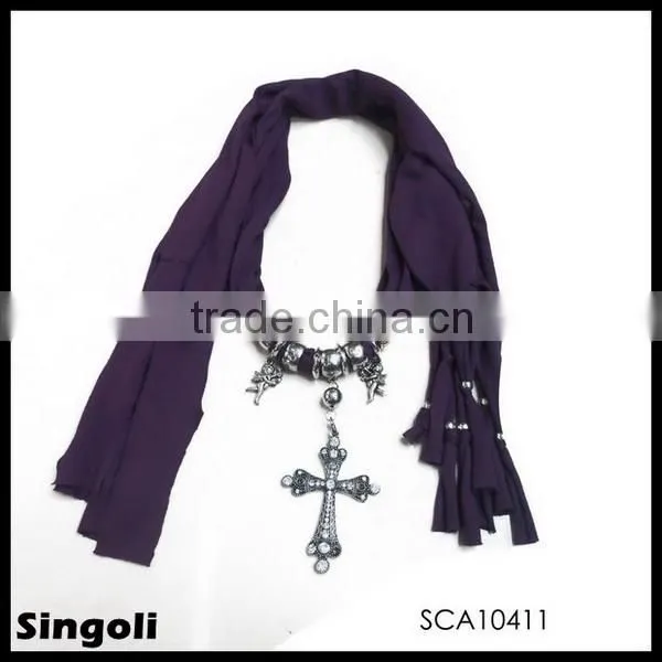 Fashion Wholesale Silver Cross Pendant Angel Muslim Scarve