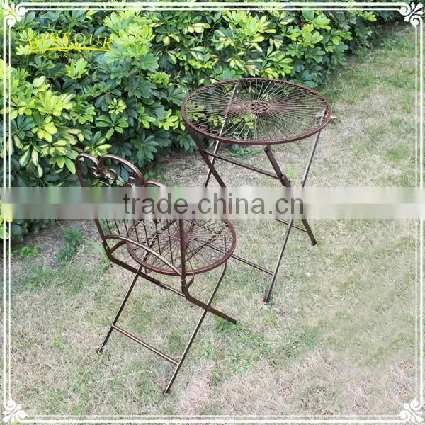 Antique Cast Iron Folding Table and Chair Set Patio Garden Furniture photo-5
