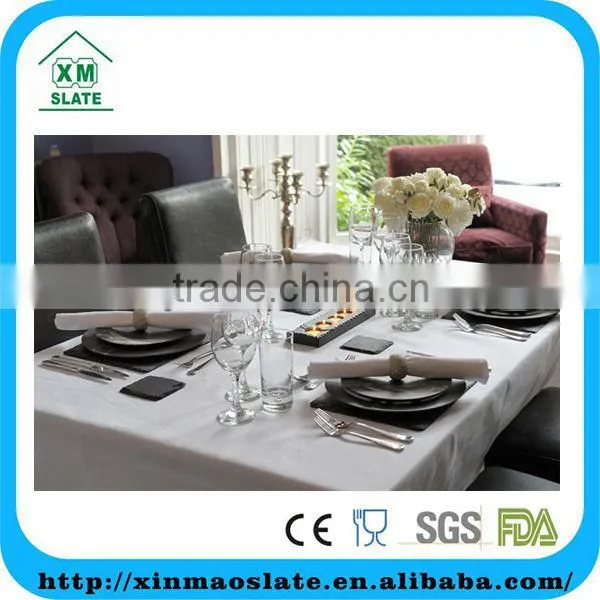 Natural Heart Black Slate Plate With Engraved Logo Disposable Black Slate Food Serving Plate Black Natural Slate Stone Plate