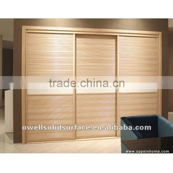 OPPEIN Modern Bedroom Furniture 3 Sliding Doors Wooden Wardrobe Closet photo-3