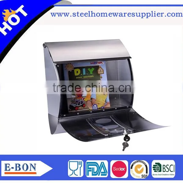 High Quality Threee Glass Windows Stainless Steel Letter Box Mailbox photo-2