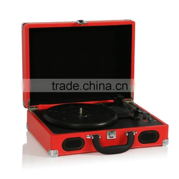 New Arrive Hot Seller PU Bluetooth Suitcase Record Player With USB to PC , Vinyl to USB photo-4