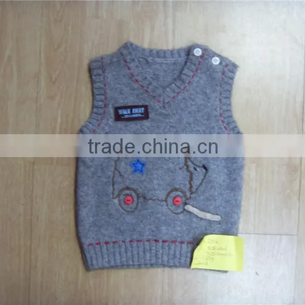 2015 Children's V-collar Embroider Cute Knit Pullover Vest
