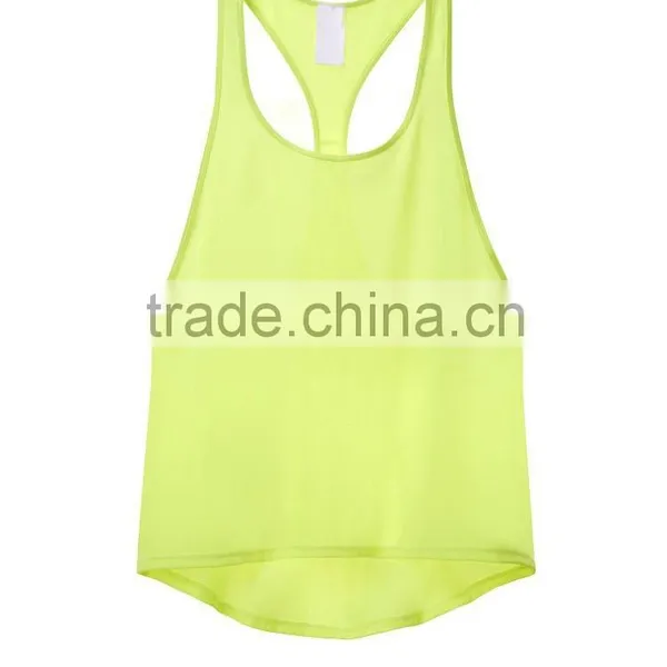 Neon Yellow Yoga Top Women Scoop Neck Tank Tops photo-2