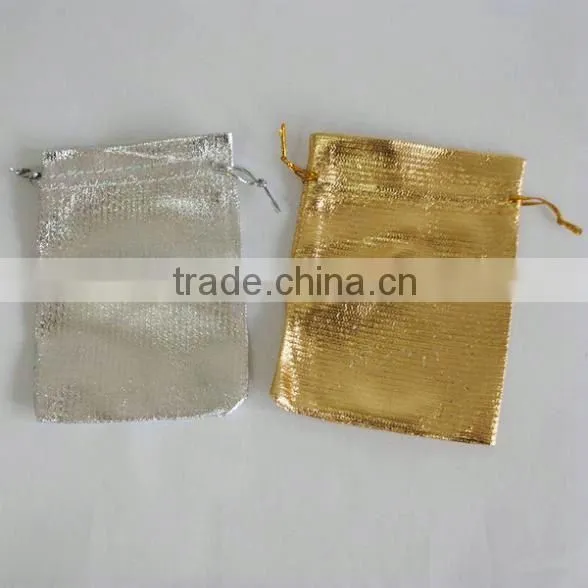 Shiny Metallic Silver Color Drawstring Pouches With Tassels photo-2
