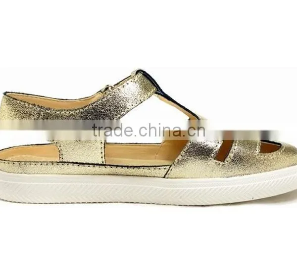 2016 Summer Beautiful Girls Closed Sandals With Gold Genuine Leather photo-3