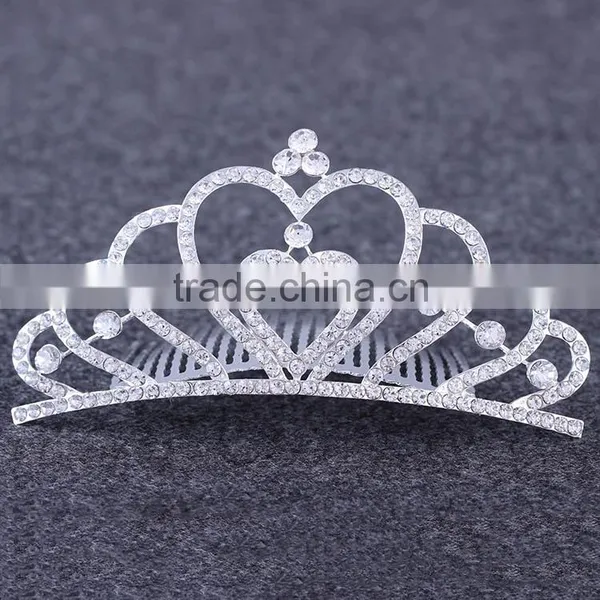 Korean Fashion Love Crown Bride Crown Alloy Rhinestone Hair Comb Hair Accessories Jewelry Factory Outlets photo-3
