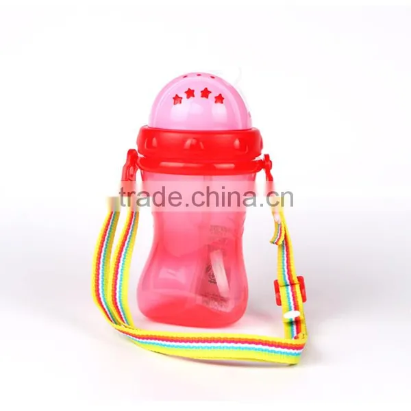 New 280ml/300ml Drinking pp Plastic Baby Bottle Silicone Straw With Rope photo-5