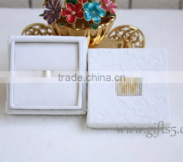 Unique Creative Ring Boxes Wedding Ring Bearer Box With Beaded Name Plate of W photo-2