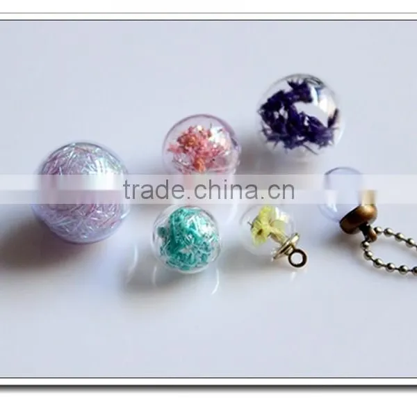 Dandelion Wishing Orb Blown Plant Necklace, Green Moss Sphere Glass Terrarium Necklace, Wholesale Hollow Transparent Glass Ball