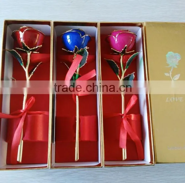 Valentine's Day Red Rose, 24k Gold Plated Rose photo-3